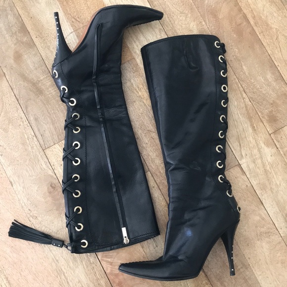 ysl black leather boots